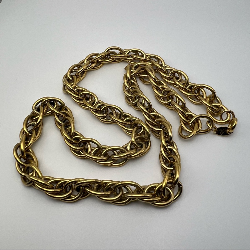 CROWN TRIFARI Chunky Rope Chain Necklace Gold Tone Classic
